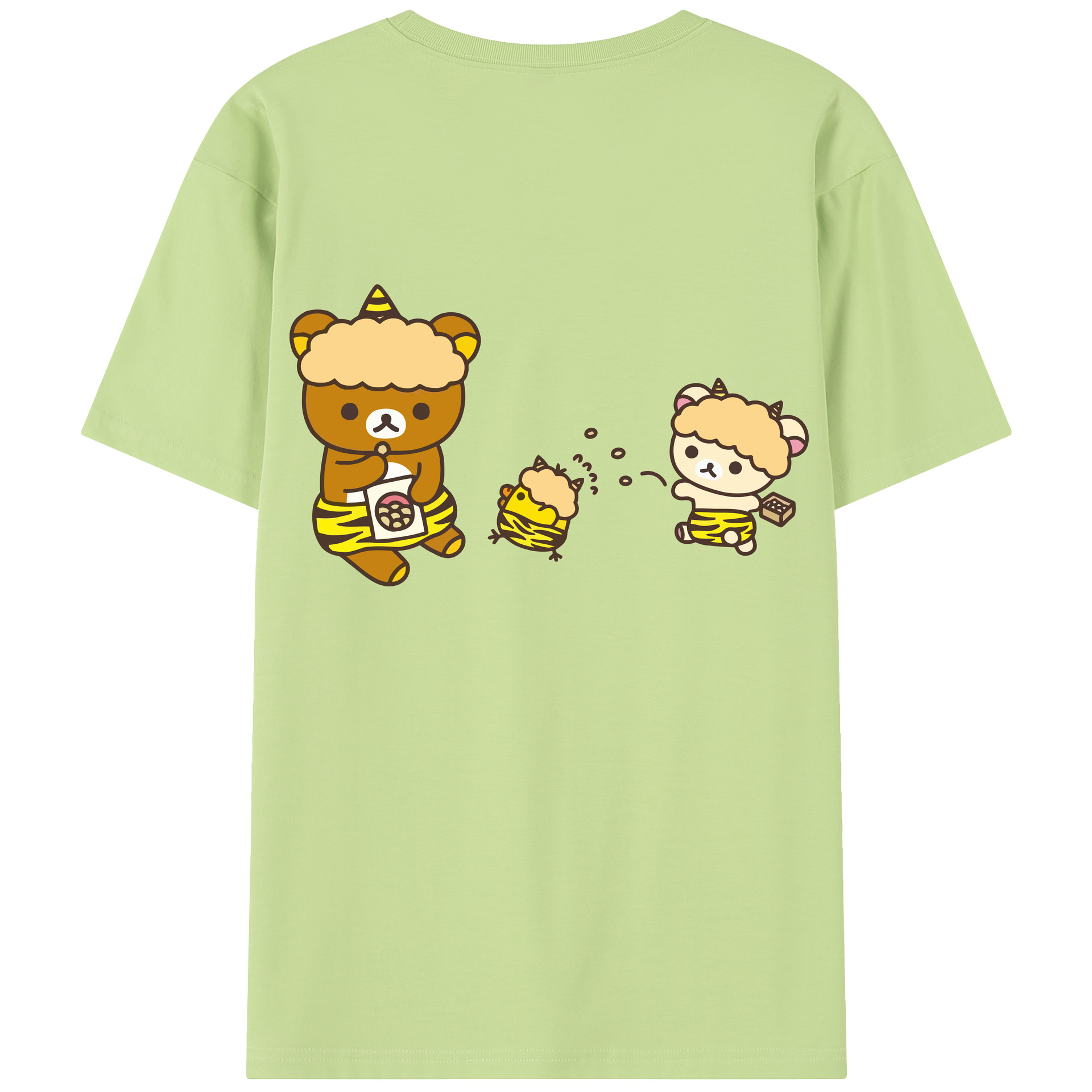 （画像用） リラックマ リラックマ キイロイトリ Rilakkuma Korilakkuma Kiiroitori 綿100％半袖Tシャツ（背面プリント）